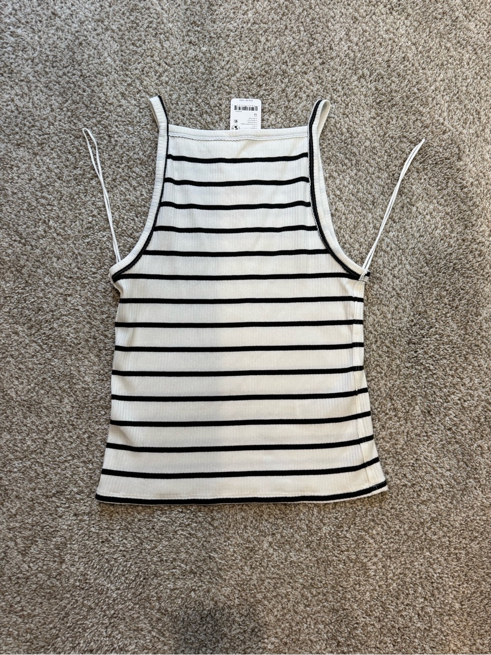 We The Free Black & White Striped Ribbed Tank